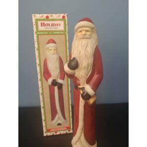 Ceramic Holiday Collection Skinny Santa With Bell Figurine